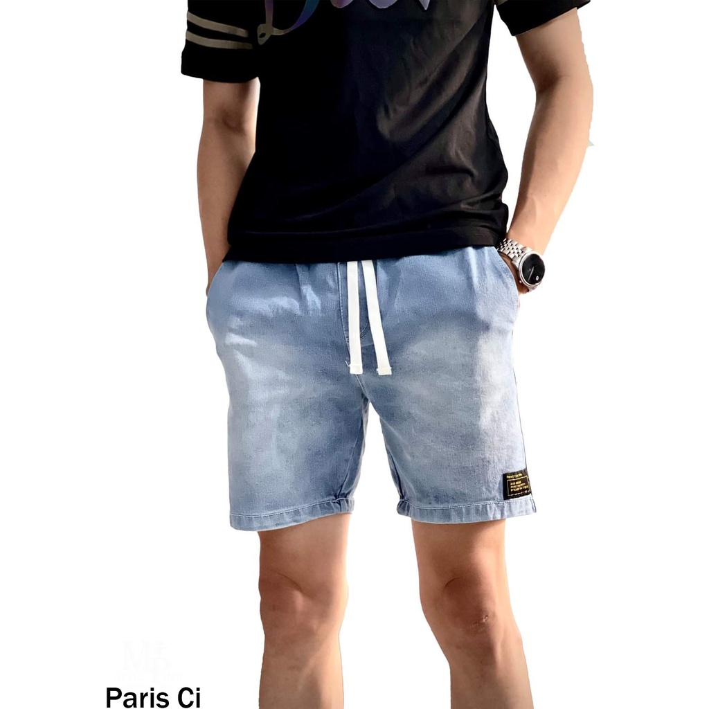 Quần Short Jean Xanh Bạc , Form Trên Gối Co Giãn Thoả Mái