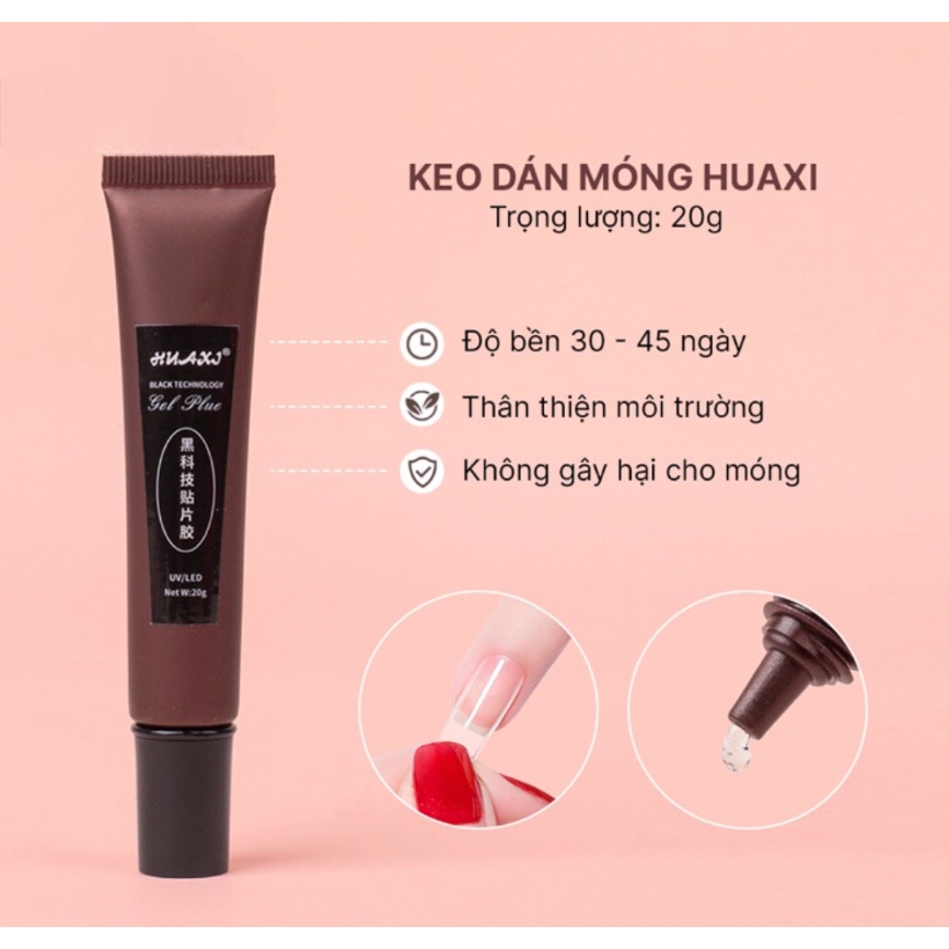 Keo tuýp Huaxi dùng dán móng up, đính đá tiện lợi - Gel tuýp định hình nail chuyên dụng lọ 20g
