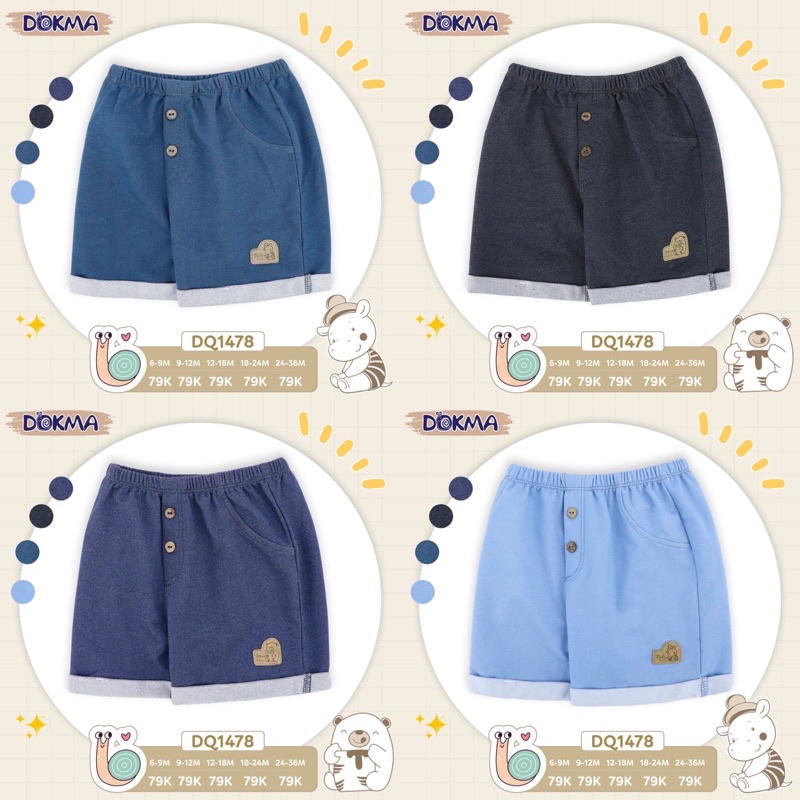 Dokma_ Quần đùi cotton bé trai