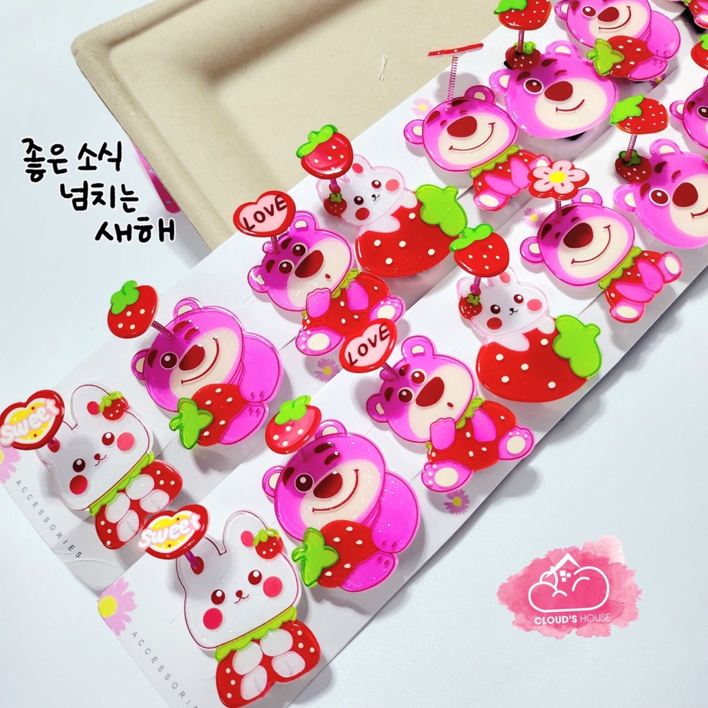 Kẹp tóc Lò xo Gấu dâu Lotso