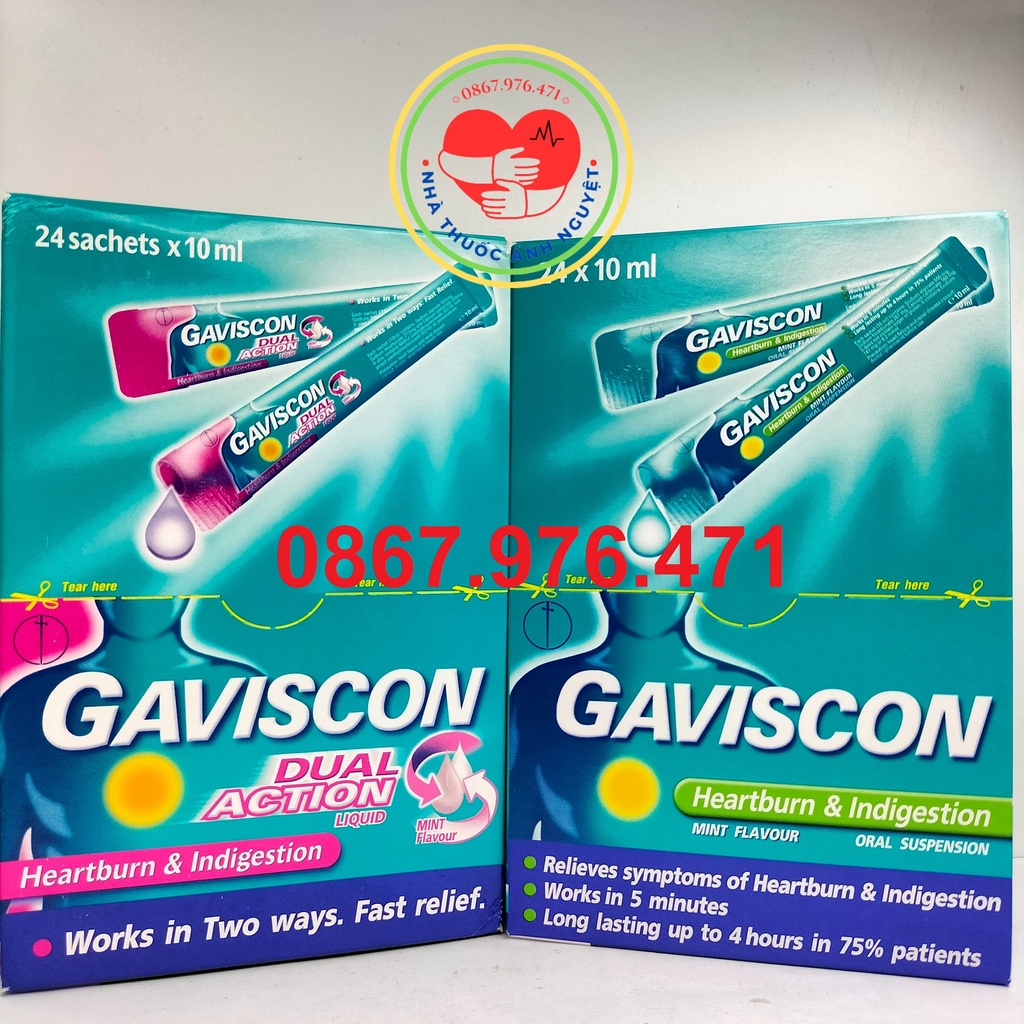 Gói dạ dày Gaviscon - Giảm nhanh ợ nóng và khó tiêu hộp 24 gói