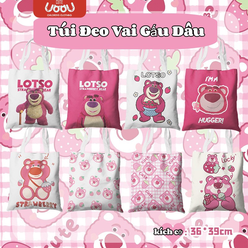 Sun baby Túi Đeo Vai Đa Năng In Họa Tiết Gấu Và Dâu Tây Dễ Thương Thời Trang 2023 Cho Bé