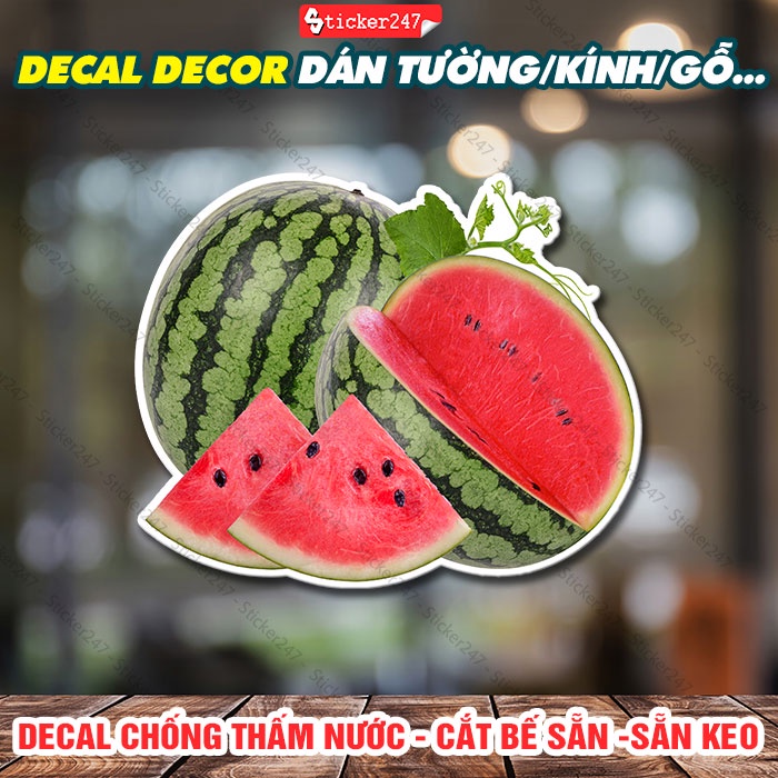 Decal rái Dưa Hấu 🌈𝑭𝒓𝒆𝒆𝒔𝒉𝒊𝒑 Hình Dán Decor Tiệm Sinh Tố, Trà Sữa - Sticker Trái Cây Chống Nước, Chịu Nắng - F41