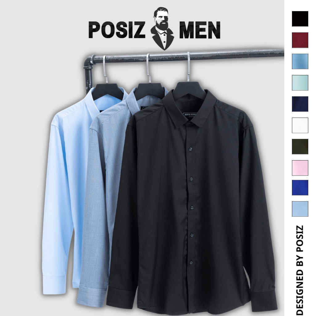 Áo Sơ Mi Nam Trơn Tay Dài POSIZ MEN ZA.RA cổ Đức, vải chéo mềm mịn hạn chế nhăn, nhiều màu, dễ mặc POSIZ3