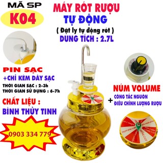 Máy rót rượu tự động K04 Bình thủy tinh Đặt Ly Tự Rót 2.7L