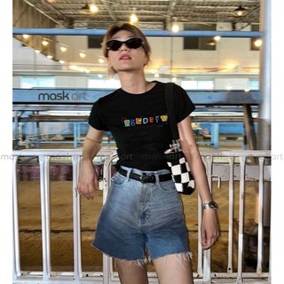 Áo thun baby tee y2k trắng đen Mask Art Cotton 100%