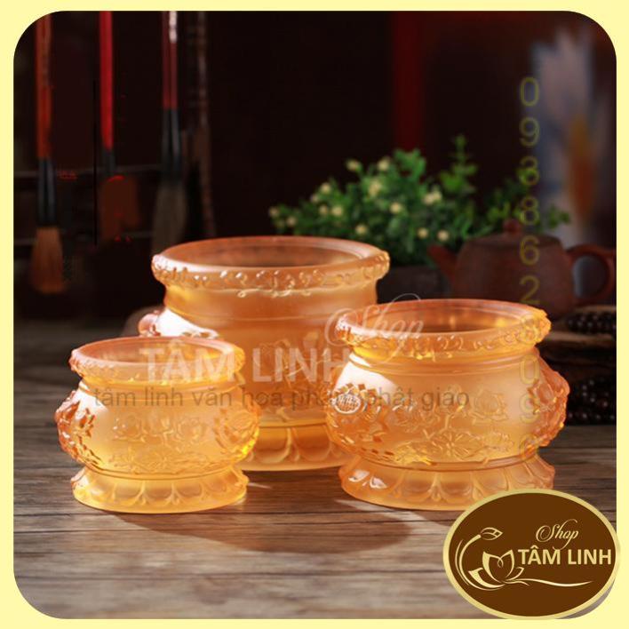 Lư Hương - Bát Nhang Hoa Sen Lưu Ly Vàng hàng đẹp.