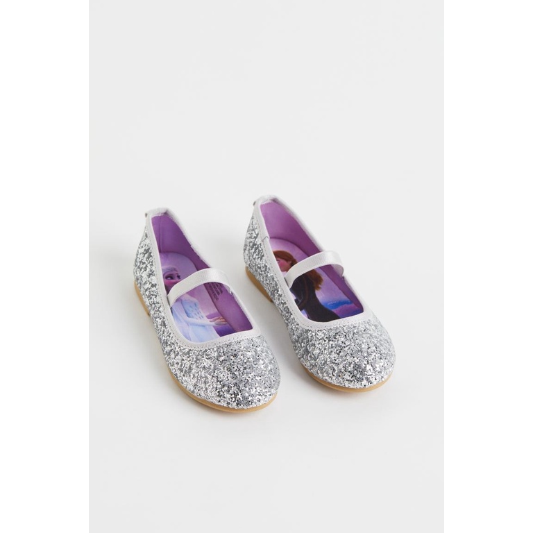 Giày kim tuyến nhũ bạc hồng Elsa HM H&M sz 34 21.1cm_hàng chính hãng authentic