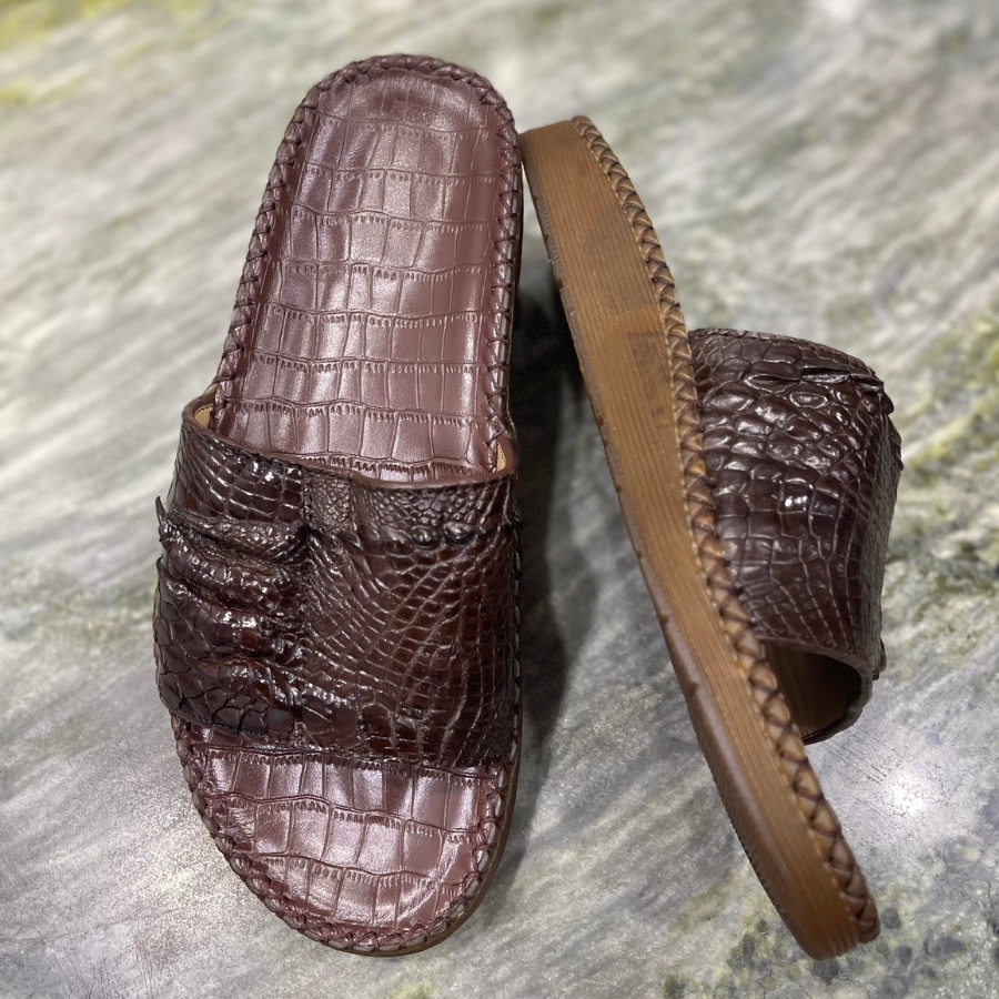 Dép Da Cá Sấu Quai Ngang Móng ĐẾ ĐÚC 2DO LEATHER G929D Quà Tặng Cho Người Thân, Sang Trọng, Cao Cấp, Siêu Bền
