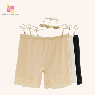 Quần mặc váy cotton phối ren, quần lót nữ mặc trong váy BAS032