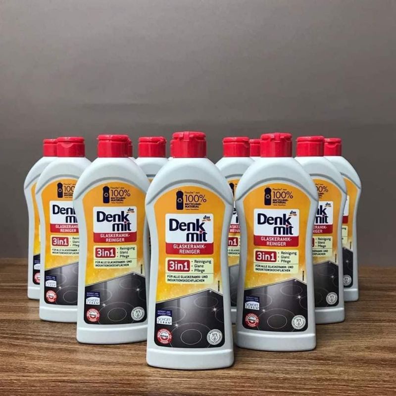 Kem Tẩy Rửa Vệ Sinh Mặt Bếp Từ Cao Cấp Denkmit Đức Tẩy sạch làm sáng bóng bề mặt Thủy Tinh Gốm Sứ chai 300 ml