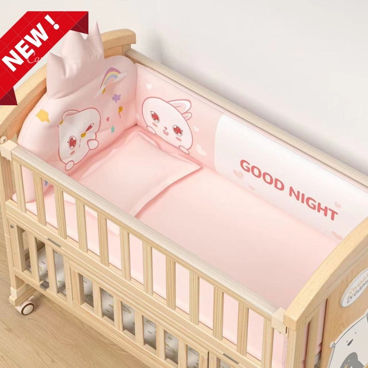 Bộ Quây Cũi Hoàng Gia Cao Cấp, Bao Gồm 4 Mặt Quây, Đệm, Gối, Quây Nôi Em Bé