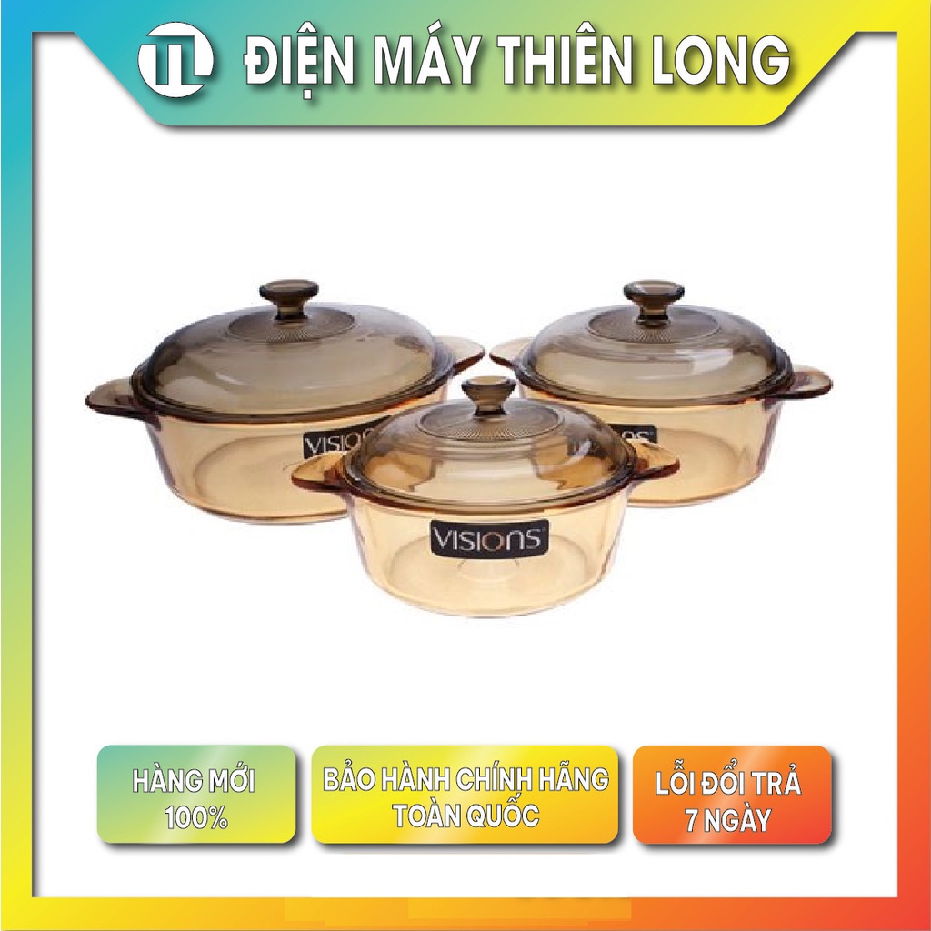 Bộ Nồi Thủy Tinh Visions VS-332/CL1 - BẢO HÀNH CHÍNH HÃNG 1 NĂM MANG TỚI TRẠM BẢO HÀNH