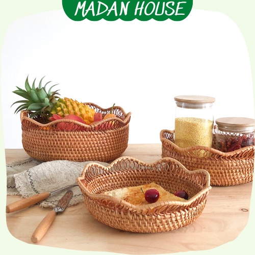 Bát Mây Đựng Hoa Quả, Rổ Mây Đựng Bánh Chụp Hình Size 21-24-27cm - MADAN