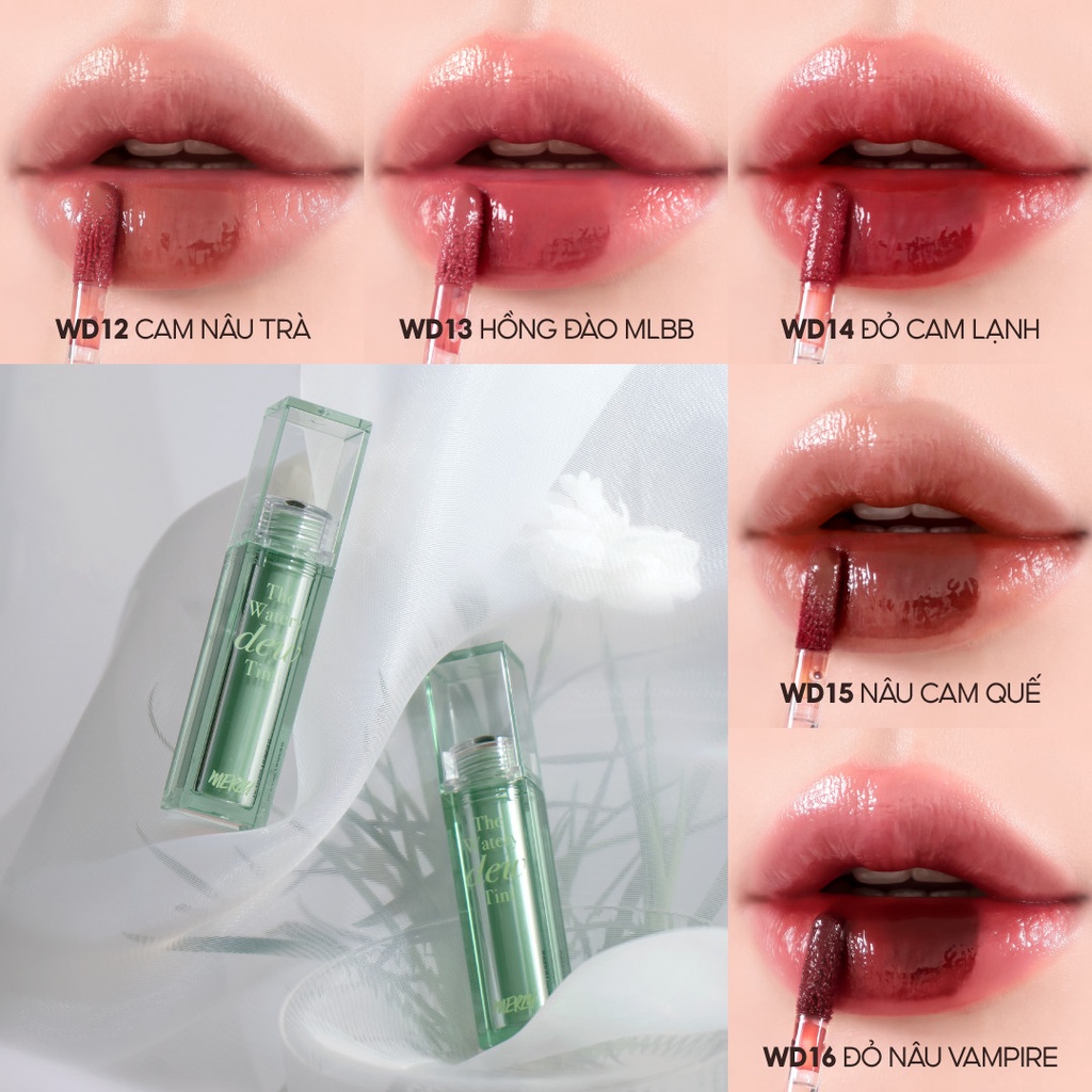 [Ver 3] Son Tint Bóng Hàn Quốc Bền Màu, Lâu Trôi Cho Đôi Môi Căng Mọng, Ẩm Mịn Merzy The Watery Dew Tint 4g