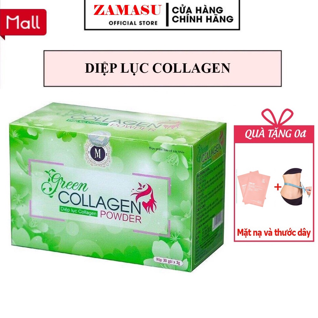 Diệp Lục Collagen Chính Hãng Giảm Cân Green Collagen Hộp 30 Gói.