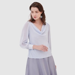 Áo kiểu nữ cổ đổ sheer tay dài MARC FASHION CBAH101620