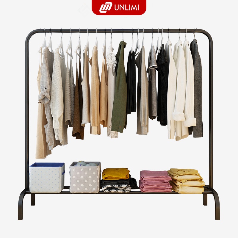 Giá treo quần áo có kệ để đồ khung thép chống ghỉ sơn tĩnh điện thương hiệu Unlimi - GM60