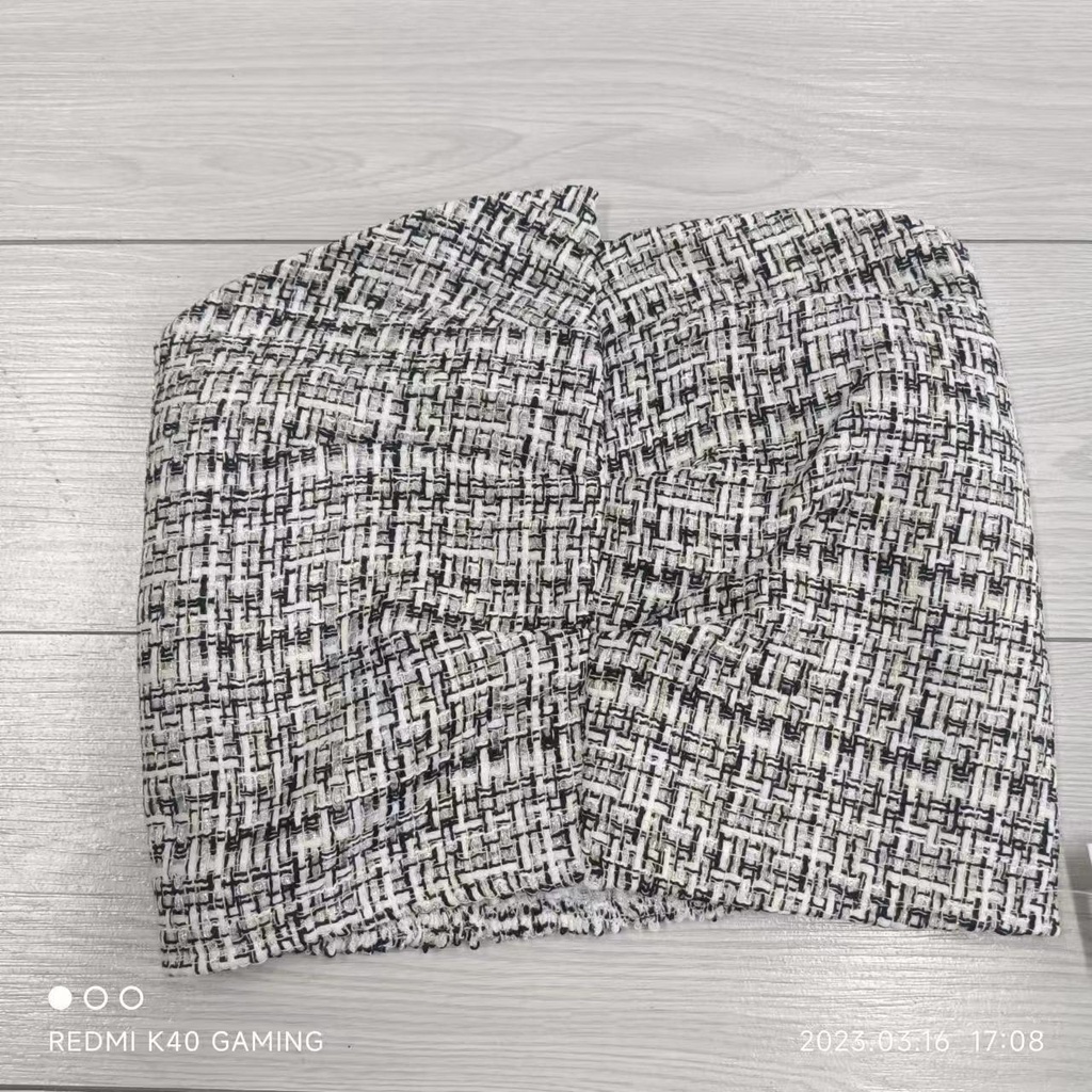 Áo Ống Vải Tweed Xếp Ly Hở Lưng Không Dây Mặc Bên Ngoài Họa Tiết Ca Rô Chống Chói Thời Trang Mùa Hè