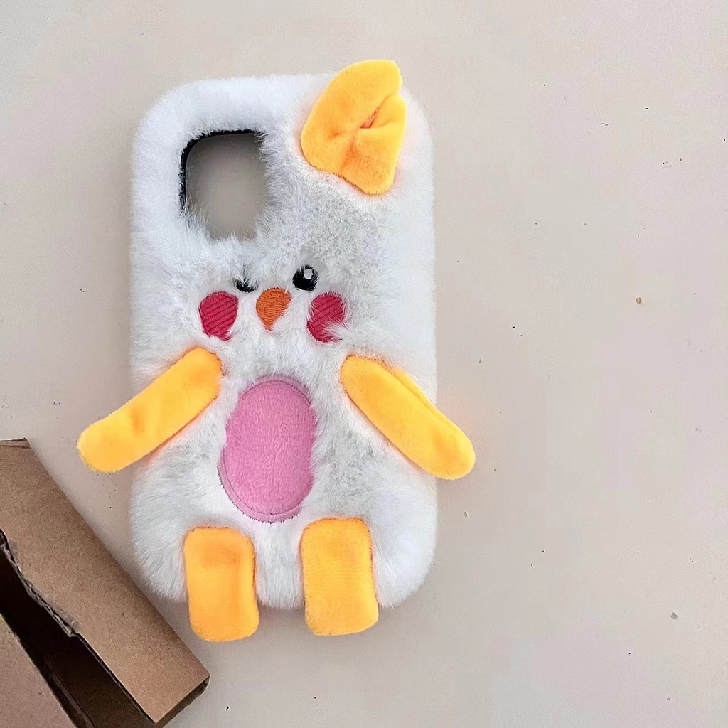 Ốp Điện Thoại Phủ Lông Mềm Hình Chú Gà 3D Dễ Thương Cho iPhone 14 12 11 13 7 8 Plus 6s Pro max xr xs max