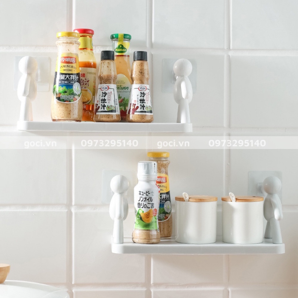 Kệ dán tường đa năng G01, tiện dụng,hình người độc đáo, xinh xắn, chất liệu nhựa PP an toàn, chịu lực tốt