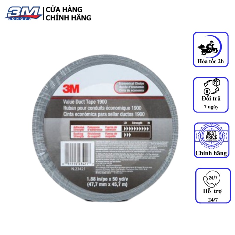 Băng Keo Đa Năng Duct tape 3M 1900 47,7mm x 45,7m - 3M Long Vu