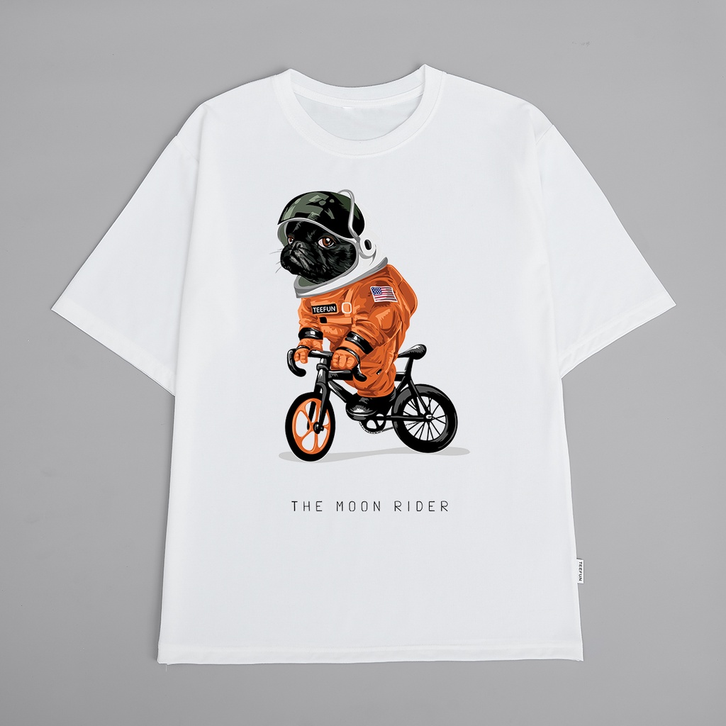 Áo Thun Unisex Moon Rider TEEFUN (Có size trẻ em, Tay ngắn và Tay lỡ) Cotton 001