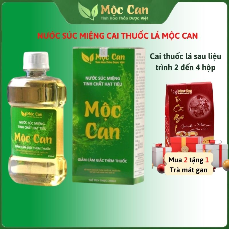 Nước súc miệng cai thuốc lá Mộc Can 250ml nước cai thuốc lá thuốc lào khử mùi hôi miệng