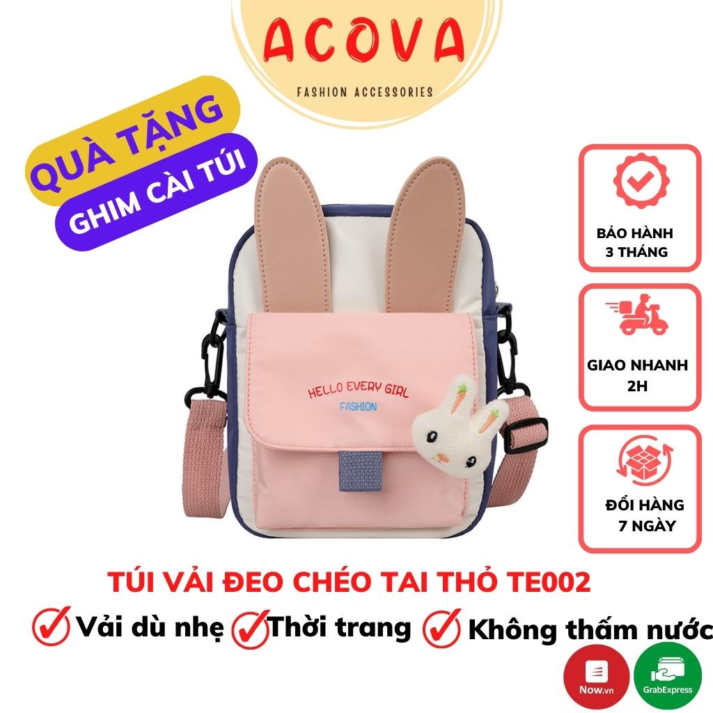 Túi vải đeo chéo hình tai thỏ dễ thương ACOVA TE002 chất liệu vải dù cao cấp