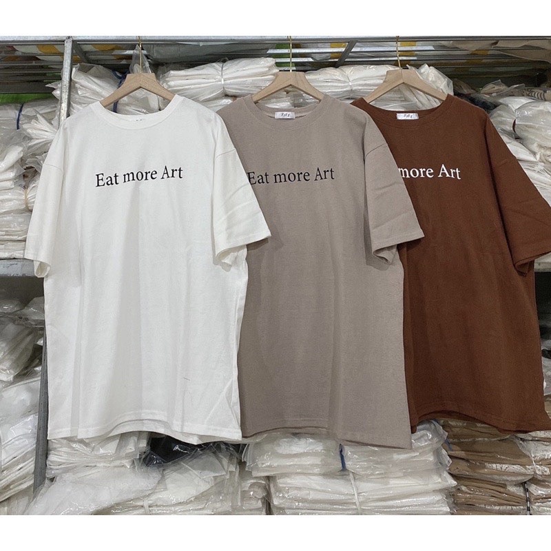 Aó phông nữ bigsize 3158(IN CHỮ Eat) cotton khô_Aó thun 3158 Quảng Châu form vừa cộc tay nữ trắng mùa hè giá rẻ