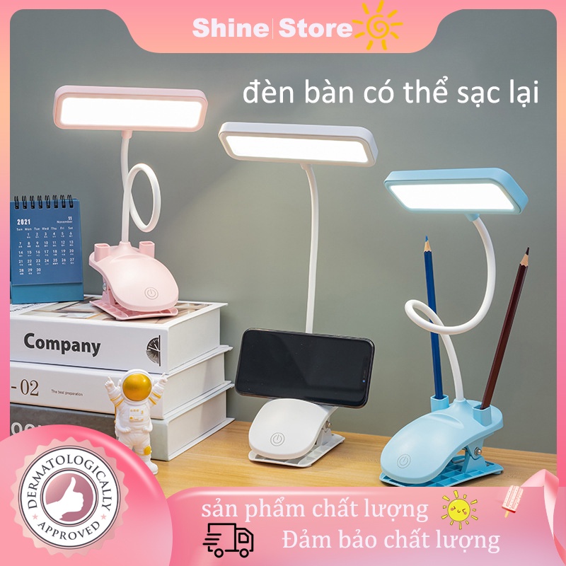 Đèn bàn sạc sáng tạo đa chức năng, đèn bàn bảo vệ mắt phòng ngủ có thể sạc lại, điều chỉnh nhiệt độ ba màu