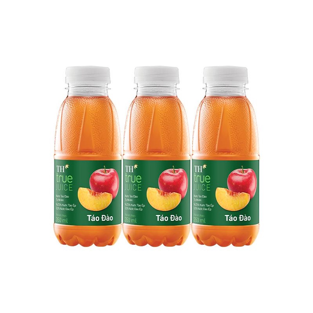 Lốc 6 chai nước táo đào tự nhiên TH True Juice 350ml