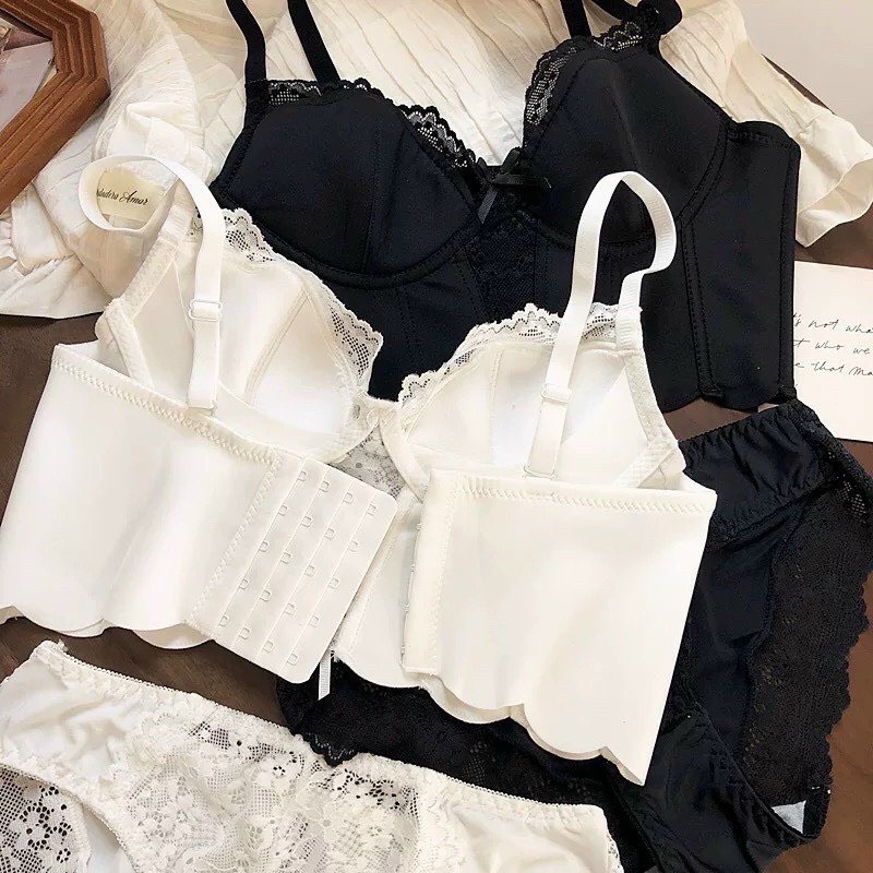 Áo lót bralette su đúc mềm mại,đệm mút mỏng không gọng nâng ngực tạo khe.Áo ngực bra corset bản to che mỡ lưng Loại 1