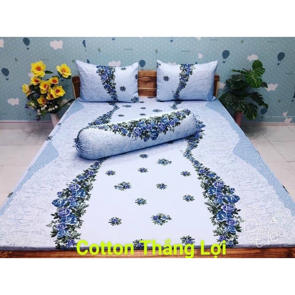Bộ Drap gối 4 món 100% vải Cotton THẮNG LỢI {chuẩn logo cty}.