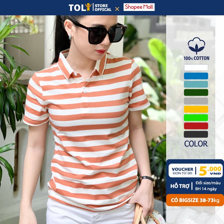 Áo Thun polo nữ TOLI có cổ sơ mi, dáng ôm nhẹ, vải Cotton mềm mịn,chính hãng cao cấp [TFS80]