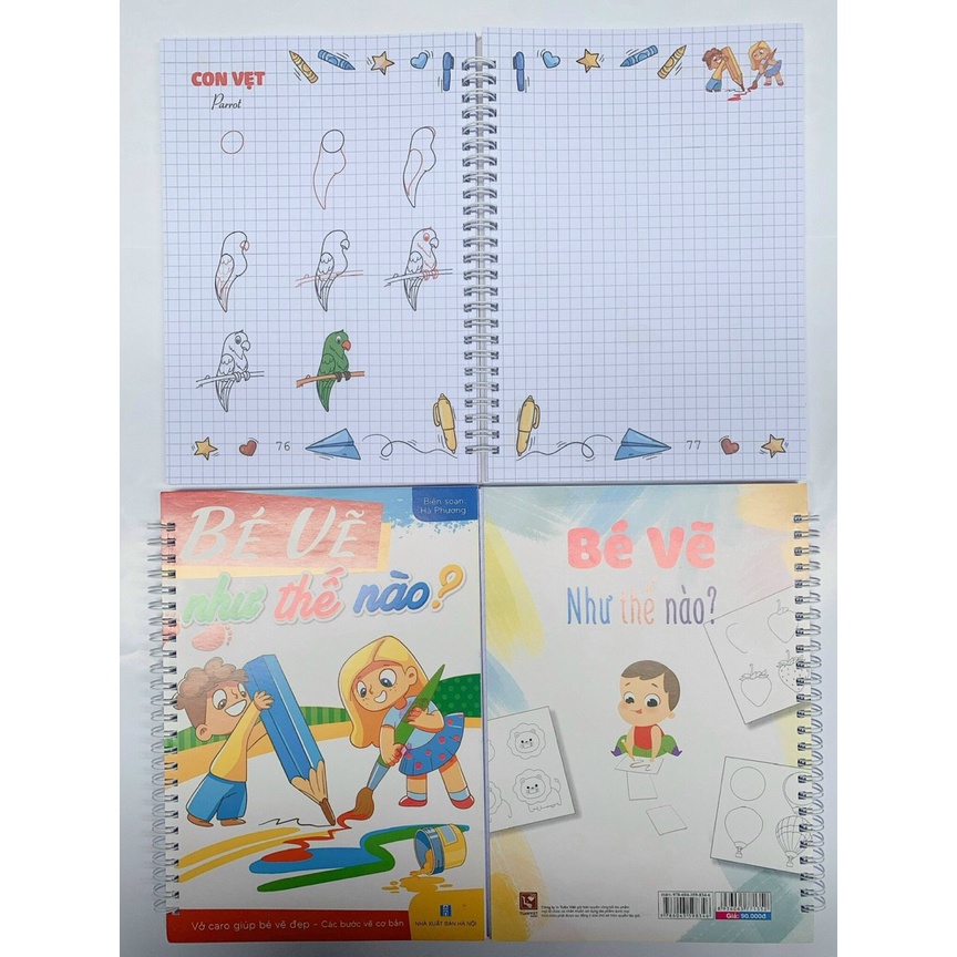 Bé vẽ như thế nào? - tập dạy vẽ bằng vở caro giúp bé vẽ đẹp - Các bước vẽ cơ bản.