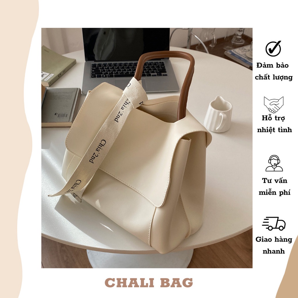 (T24) Túi Xách Đeo Vai, Túi A4, Túi Tote Vuông. Túi Kẹp Nách Cỡ Lớn, Túi Phối Khăn CHALI_BAG