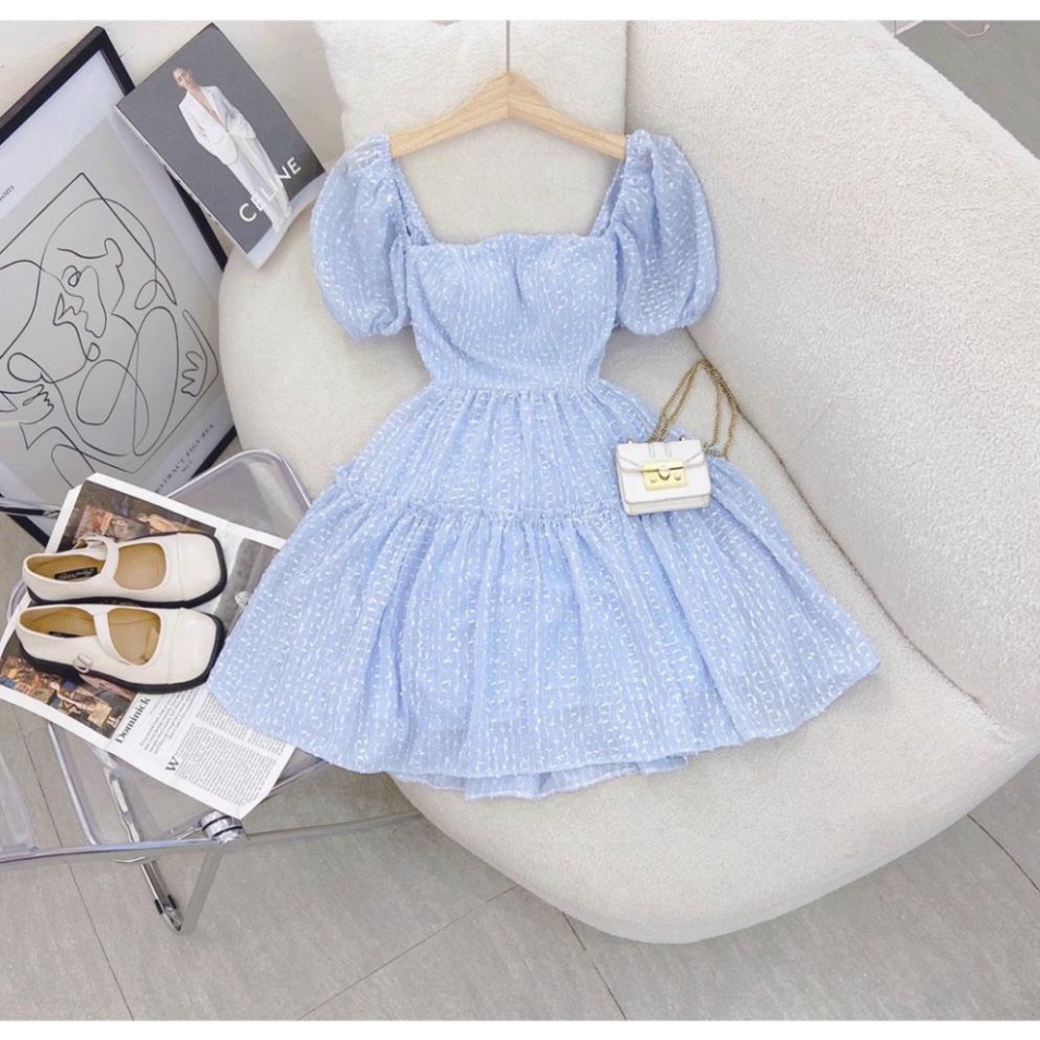 (Fom: <55kg) Đầm Xanh Ren Bi Cổ Vuông Chúa Nữ Tính, Đầm Công Chúa, Dự Tiệc, Thường Ngày, Ăn Cưới, Dã Ngoại JL19 | BigBuy360 - bigbuy360.vn