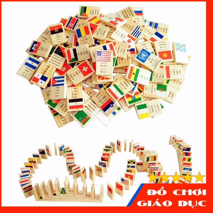 [FS] Đồ chơi Domino cờ gỗ 100 quốc gia cho bé
