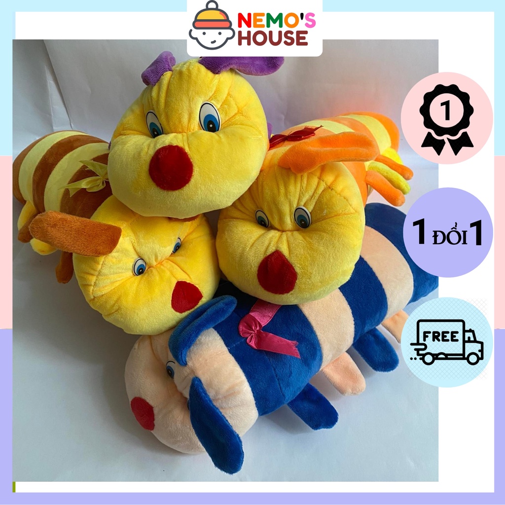 Gấu bông gối ôm con sâu, gối ôm cho bé, thú nhồi bông mini cute giá rẻ cho bé, nhiều size và kiểu dáng dễ thương