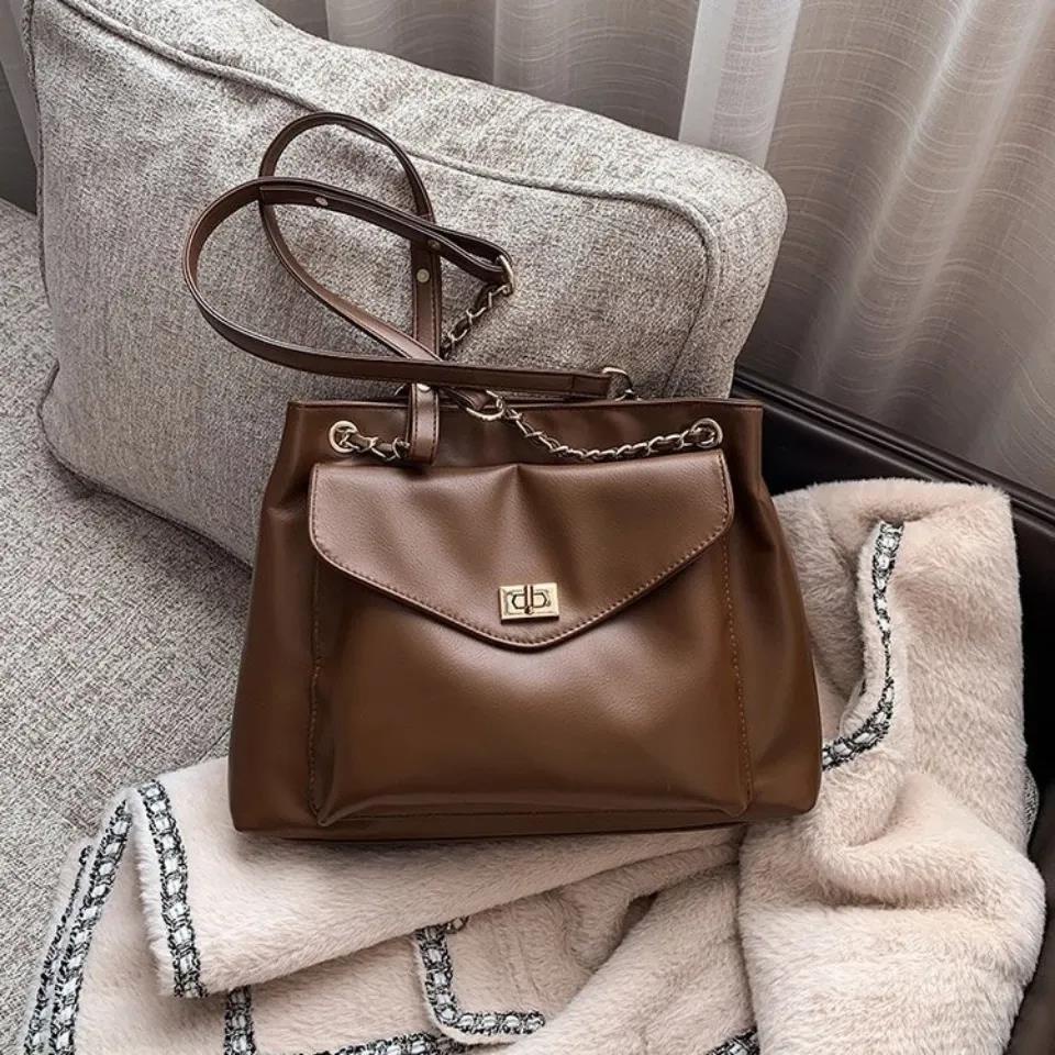 Túi đeo vai tote IELGY hobo da PU dáng vuông nằm ngang bề mặt mềm mại màu trơn sức chứa lớn thời trang đơn giản dạo phố