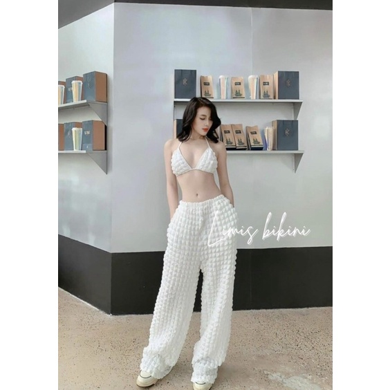 ( HÀNG SẴN) Set Bikini áo bra + quần suông ống rộng đi biển sexy siêu hot trend | BigBuy360 - bigbuy360.vn