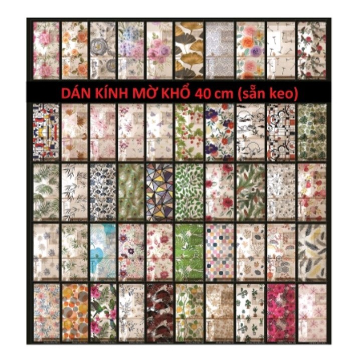 Decal Dán Trang Trí Kính - Loại Thường RẤT Mỏng 1 Lớp KHỔ 40CM