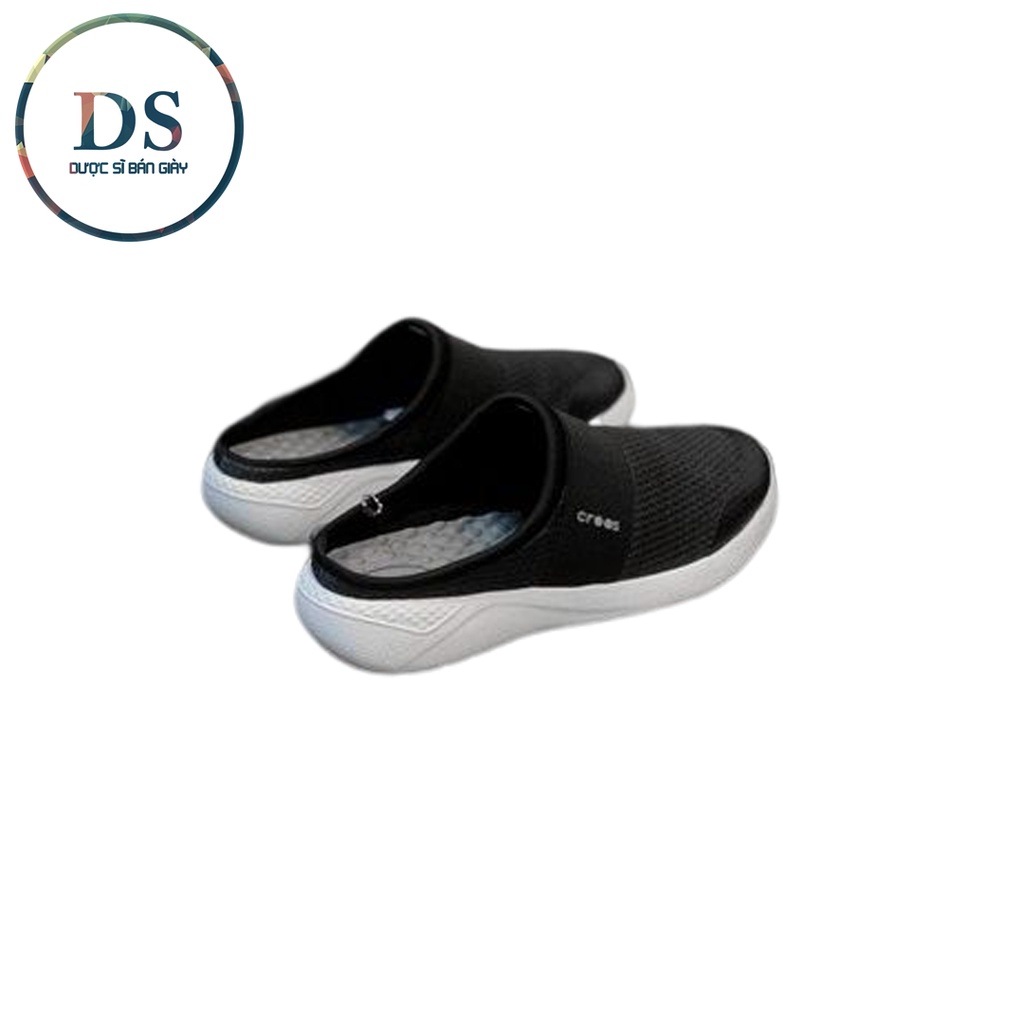 Giày Sục Mesh Crocs Literide Nam Màu Full Đen ,Hàng Loại 1 Full Tag, Giày Đế Bằng