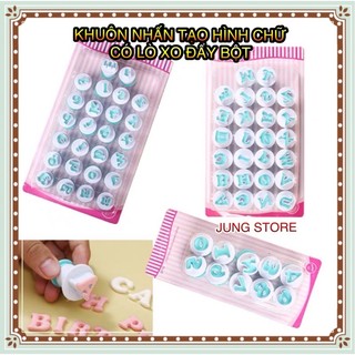 Khuôn tạo hình chữ cái và số kiểu nhấn có lò xo đẩy bột dễ dàng lấy bột không lo đứt gãy
