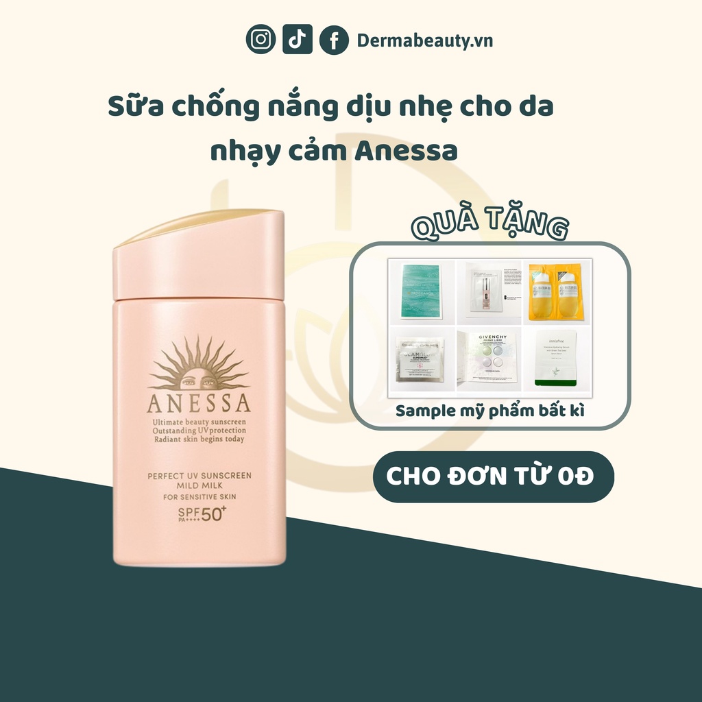 Sữa chống nắng Dịu Nhẹ Cho Da Dễ Kích Ứng Anessa Perfect UV Sunscreen Mild Milk A SPF 50+/PA++++ 60ml