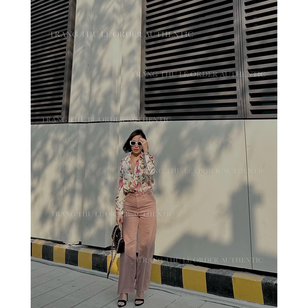 Áo sơ mi lụa hoa 2 màu mới Zara xuất A158