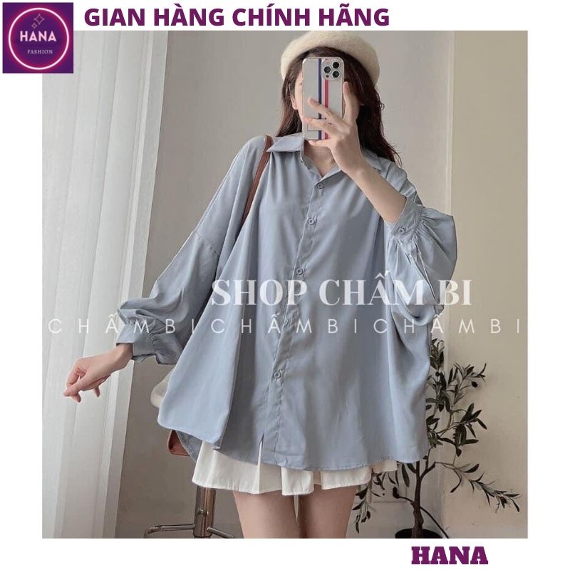 Áo sơ mi tay bồng tiểu thư bánh bèo dễ thương form rộng ulzzang, Áo sơ mi trơn hàn quốc đơn giản mix đồ cực đẹp - HANA