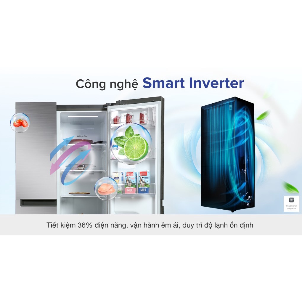 TỦ LẠNH LG INVERTER 649 LÍT GR-B257JDS - MODEL 2022