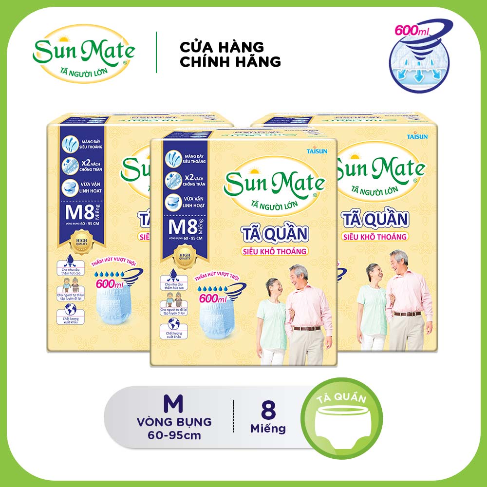 Combo 3 Tã Quần Siêu Khô Thoáng SUNMATE M08
